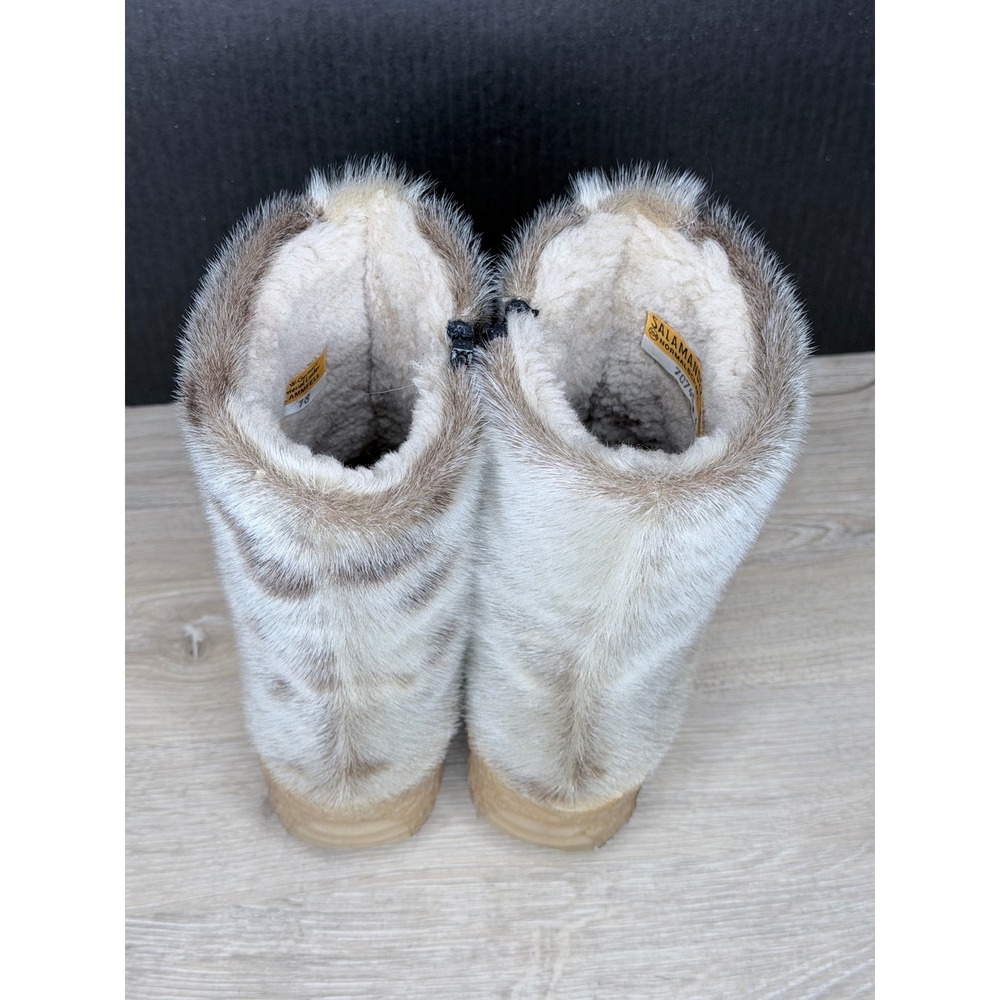 Salamander Vintage West Germany Fur Shearling Lined Winter Boots Spotted Tan 4 F - Picture 6 of 7